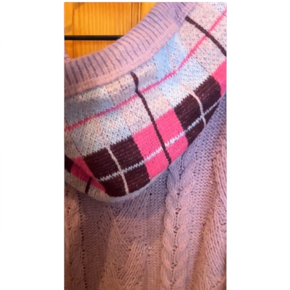 POL Pink and Brown Plaid Sweater Dress Very oversized gorgeous color scheme - Picture 6 of 7